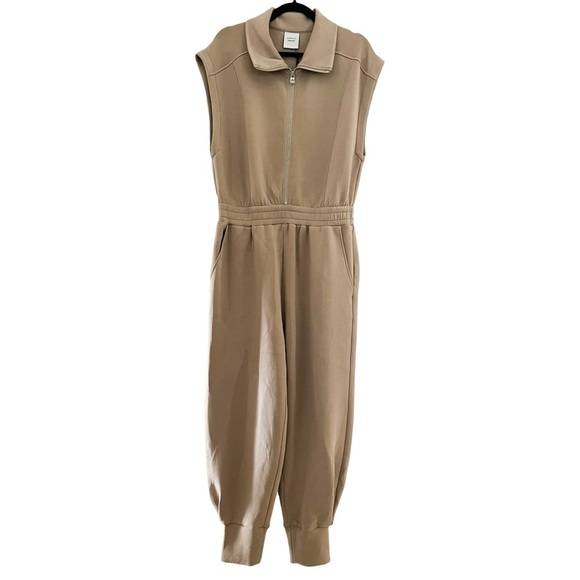 NWT VARLEY Monica Jumpsuit Double Soft in Light Taupe Sz L - Picture 2 of 4